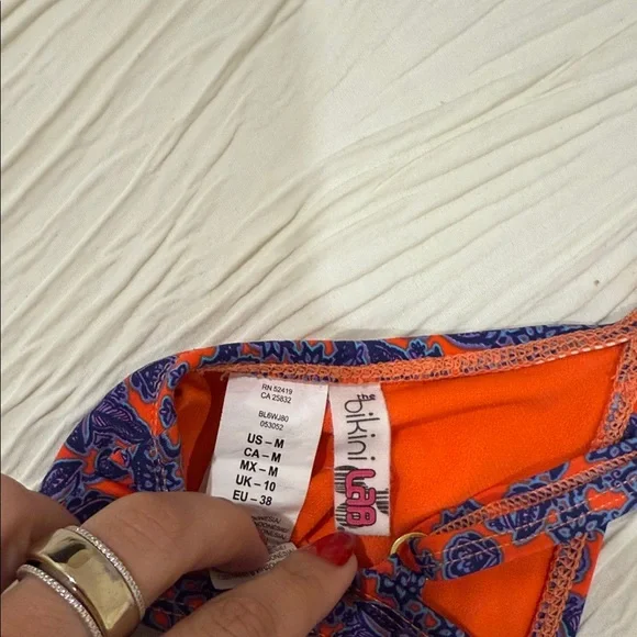 Bikini Lab Floral cross top Bikini in Blue and Orange - Picture 6 of 6